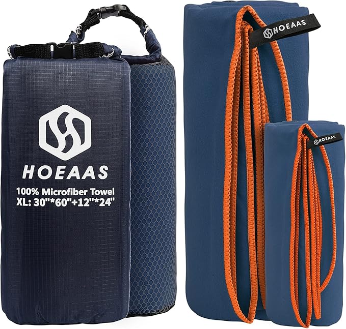 HOEAAS 2 Pack Microfiber Camping Towels