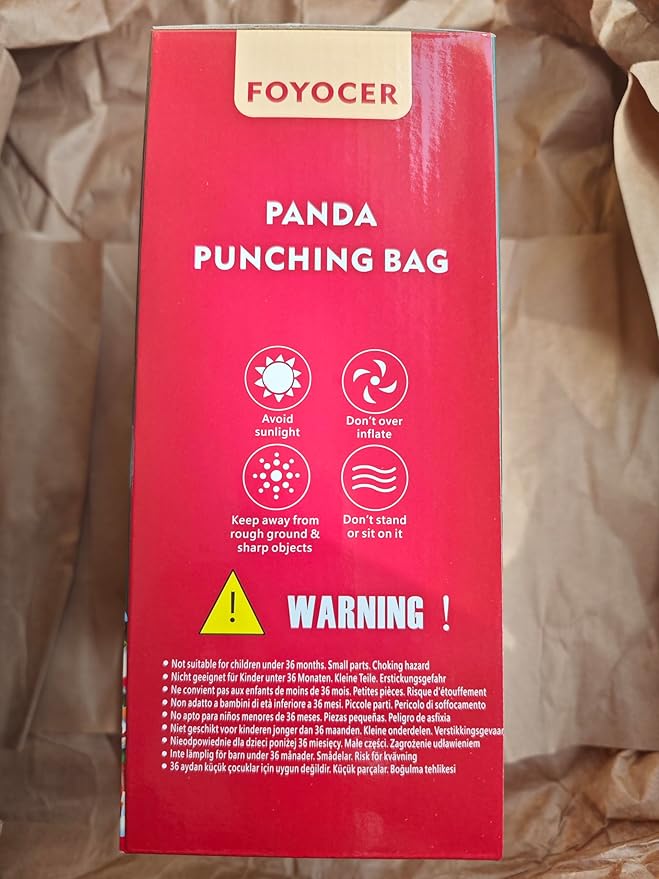 Punching Bag for Kids with Boxing Gloves - 120cm Light Up Panda Kids Punching Bag Inflatable Stress Relief Toy for 3-9 Year Olds - BPA-Free (3xAAA Batteries Not Included)