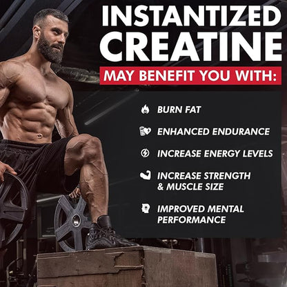 Gains in Bulk Instantized Creatine Monohydrate Powder - Pre Workout Supplement, Support Muscle Endurance, High Energy and Cognitive Function, 100% Soluble, No Bloating (30 Servings, Sour Raspberry)