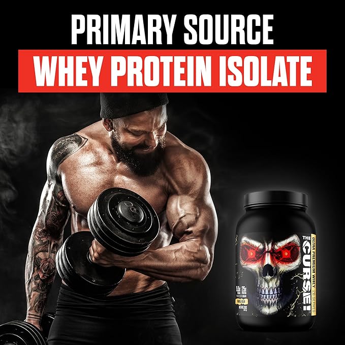 JNX SPORTS The Curse! Ultra Premium Whey Protein Powder Vanilla Bean 2lb | 25g Protein Per Serve, Primary Source Whey Isolate