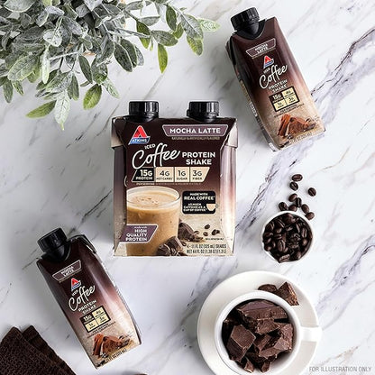 Atkins Mocha Latte Iced Coffee Protein Shake, 15g Protein, Low Glycemic, 4g Net Carb, 1g Sugar, Keto Friendly