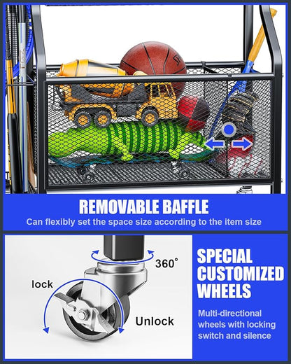 Garage Sports Equipment - Ball Storage Rack 2025 Upgraded Heavy Duty Steel Ball Storage Sports Organizer for Garage