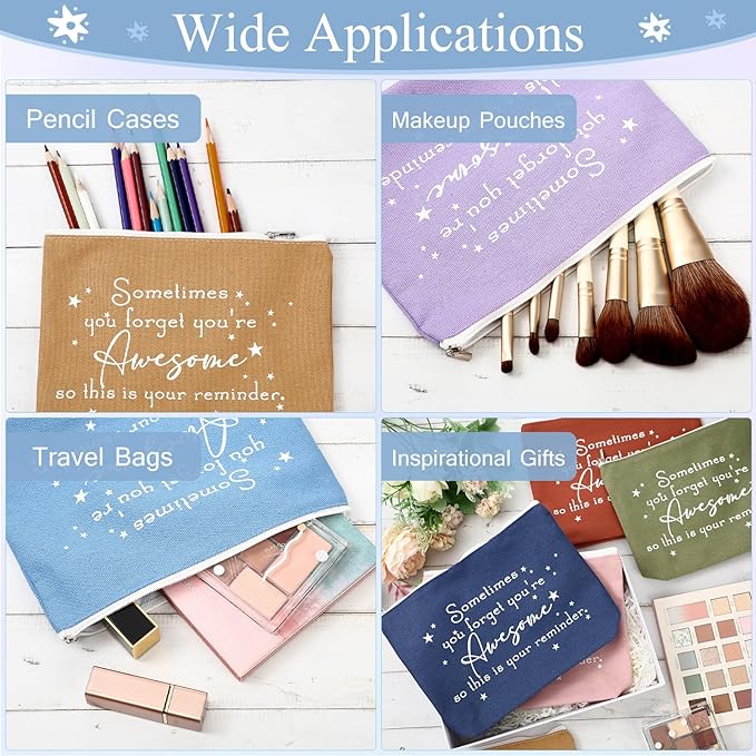 Sieral 24 Pcs Inspirational Makeup Bag Appreciation Nurse Gift for Women You're Awesome Cosmetic Bags Employee Motivational Gifts for Coworkers Teacher Mom Assistant Nurse(Pastel Color)