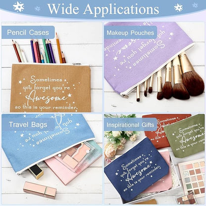Sieral 24 Pcs Inspirational Makeup Bag Appreciation Nurse Gift for Women You're Awesome Cosmetic Bags Employee Motivational Gifts for Coworkers Teacher Mom Assistant Nurse(Pastel Color)