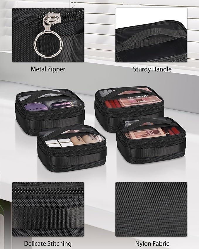 MONSTINA Large Capacity Makeup Case 3 Layers Cosmetic Organizer Brush Bag with Four Small Bag,Barber Hairdresser Train Case Makeup Artist Box Nail Polish Organizer