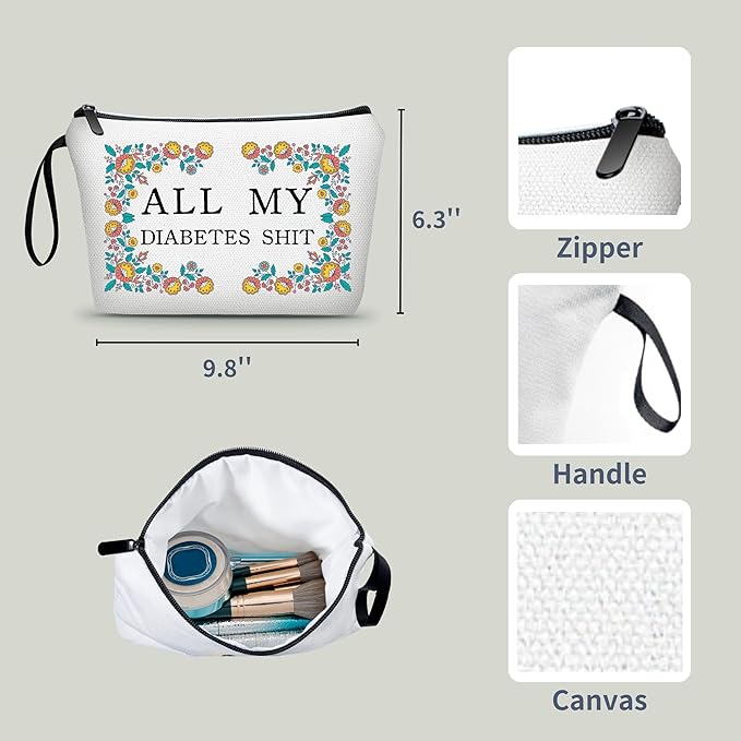 Diabetic Gifts,Diabetes Travel Case,Medicine Pouch,Small Cosmetic Bag,Diabetic Bags,Medicine Bags for Pills,Makeup Bag Travel,Diabetes Accessories,Pill Pouches,Christmas Gift