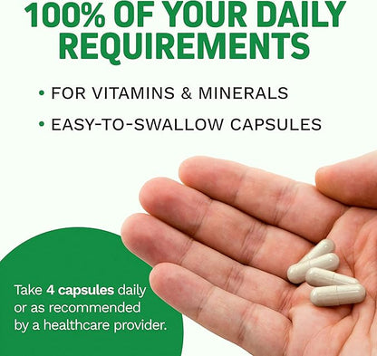 Whole Food Multivitamin for Adults | Multivitamins for Men & Women | Superfoods, Real Raw Veggies, Fruits, Vitamin E, A, B Complex | Vegan Non-GMO 120 Vegetarian Capsules