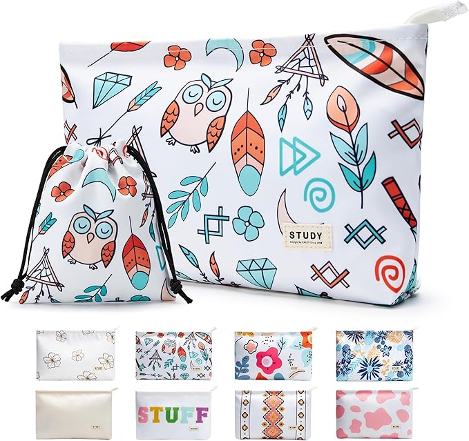 WLLWOO WLLWOO 2pcs Travel Make Up Bags-Cosmetic Bag Nylon Waterproof Large Wide Zipper Coin Purse Travel Toiletry Small Makeup Pouch For Women