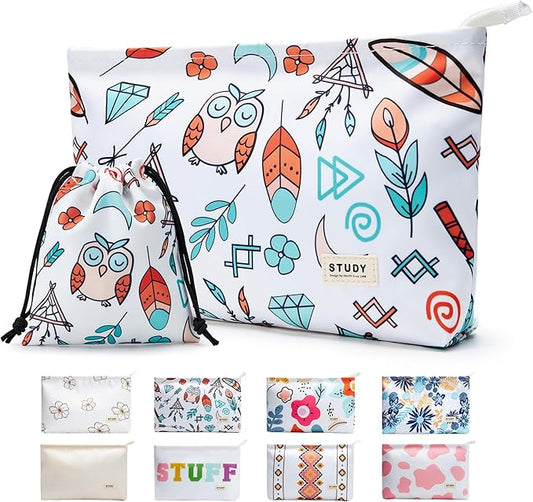 WLLWOO WLLWOO 2pcs Travel Make Up Bags-Cosmetic Bag Nylon Waterproof Large Wide Zipper Coin Purse Travel Toiletry Small Makeup Pouch For Women