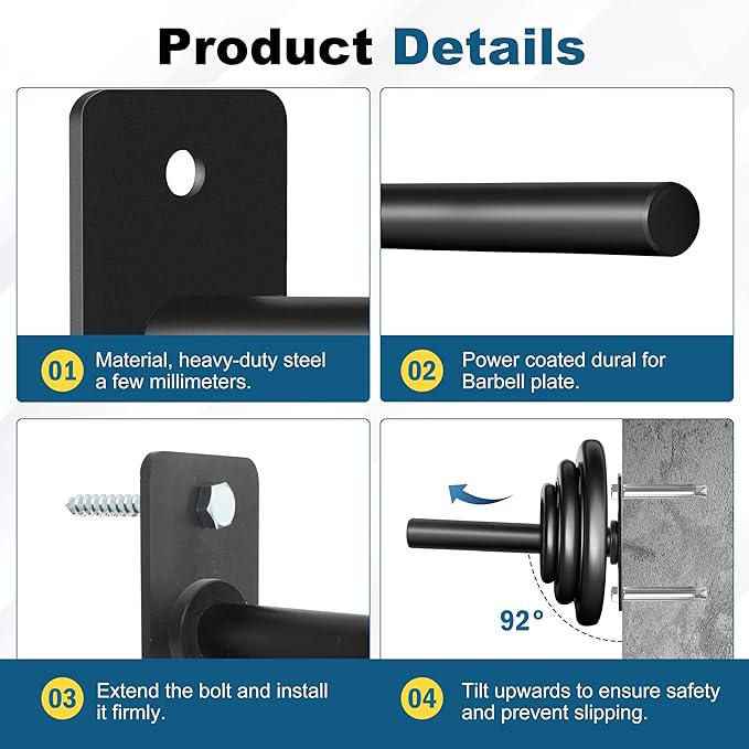 Weight Plate Holder, Wall Mounted Weight Rack Storage for Olympic Weight Plate,Home Gym Organizer