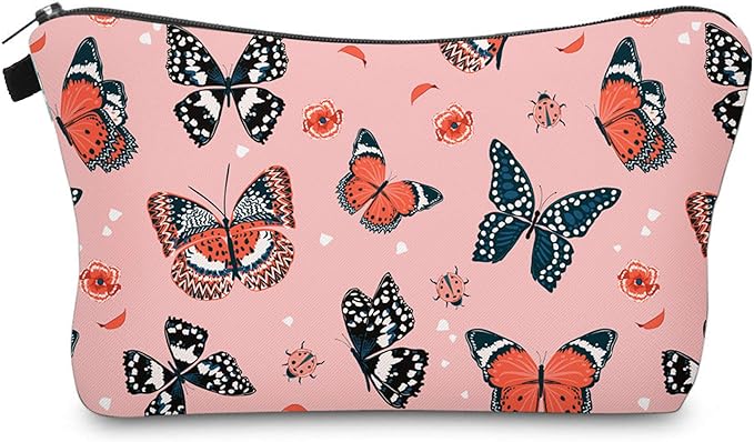 Cute Travel Makeup Bag Cosmetic Bag Small Pouch Gift for Women (Butterfly)