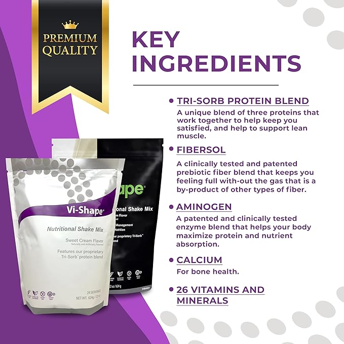 Vi-Shape Nutritional Shake Mix Sweet Cream Flavor | 22oz (1 Bag, 24 Servings)