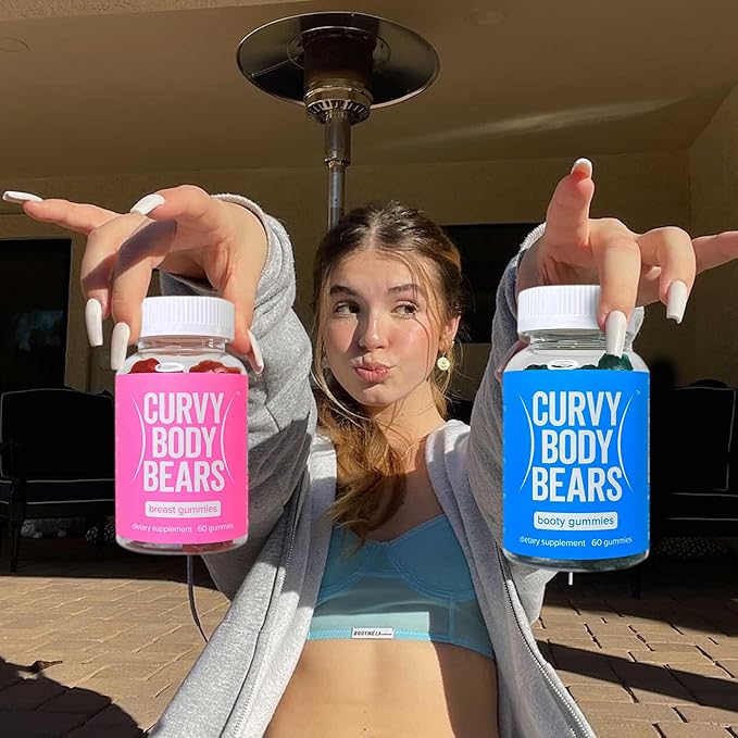 Bum & Chest Combo Pack Gummies for Women | Workout Aid | Fitness Supplement | with Essential Herbs, Vitamins, Multivitamins, Fenugreek, and Ginseng | Berry Flavored | (120 Gummies)