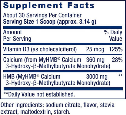 Life Extension Wellness Code® Muscle Strength & Restore Formula, Vitamin D3, ß-Hydroxy-ß-Methylbutyrate Monohydrate (HMB), Muscle Health, Gluten Free, Non-GMO, 94.2 g
