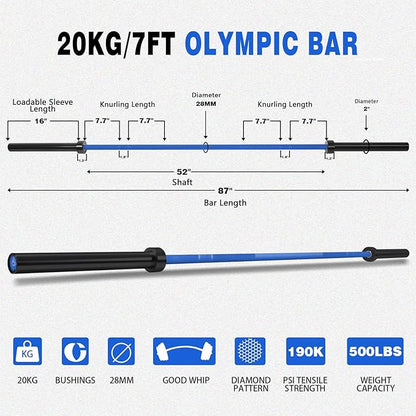 7ft Olympic Barbell for Strength Training and Olympic Weightlifting 500 700 700 1000LBS 1000LBS Capacity 2 Inch