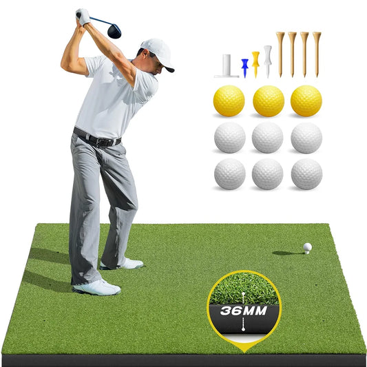 Bltend Thickened Golf Mat: 5x4ft & 5x5ft Heavy-Duty Golf Hitting Mats Practice Outdoor/Indoor, Elite Dense Artificial Turf Matt Training Aid for Backyard/Garage/Driving Range/Simulators