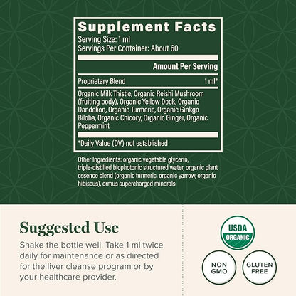 Global Healing Liver Health - Organic Milk Thistle Supplement for Detox & Gallbladder Support - Dandelion Root Supplement for Cleanse & Repair (2 Fl Oz)