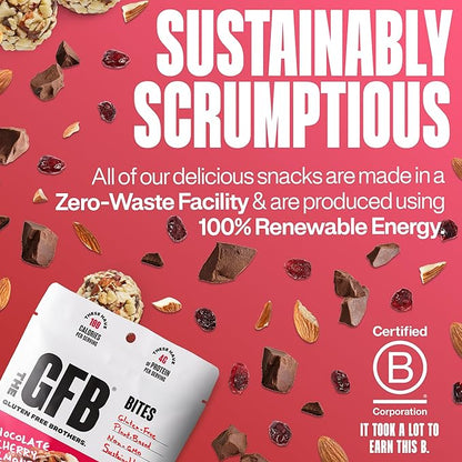The Gluten Free Brothers Chocolate Cherry Almond Bites - Gluten Free Protein Balls – Non GMO, Soy Free, Vegan – Snack Size Plant Based Protein Energy Balls, 4 Oz (6 Count)