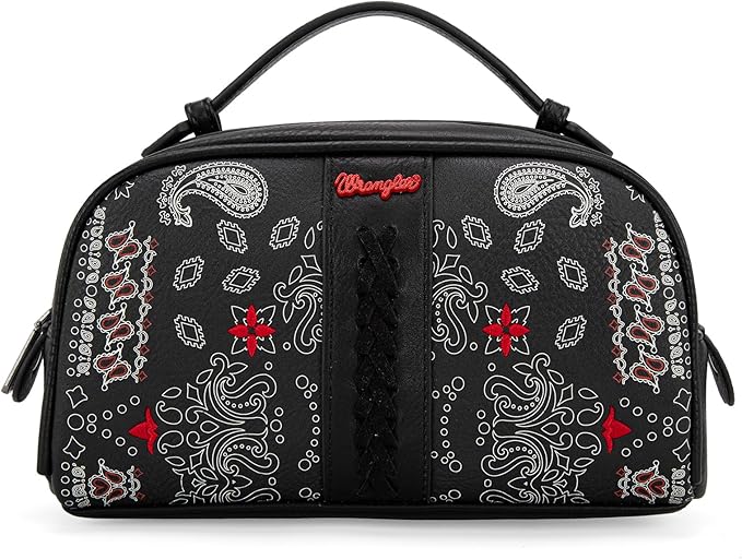 Wrangler Makeup Pouch Bag Mini Western Toiletry Purse Cosmetic Organizer Paisley Travel Pouch for Women