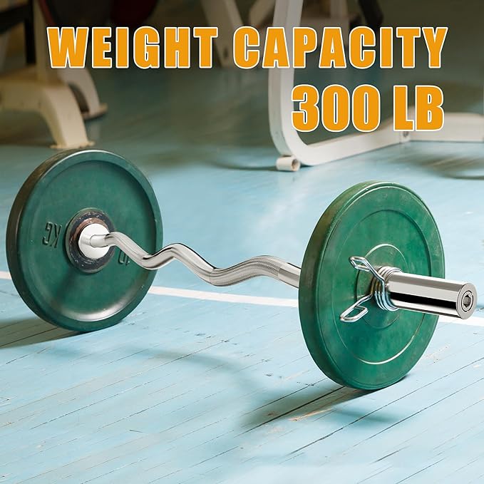 Olympic Barbell EZ Bar Curl Bar 4ft/5ft/7ft 2 Inch (300lb/330lb/400lb/700lb/1000lb/1500lb)