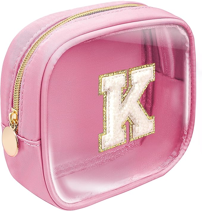 Preppy Stuff Birthday Gifts for Women - Pink Preppy Makeup Bag Best Friend Birthday Gifts Teacher Gifts for Women Wedding Gifts Bridesmaid Gifts Daughter Teacher Wife Gifts Teen Girl Gift (Pink, K)