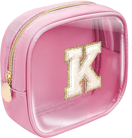 Preppy Stuff Birthday Gifts for Women - Pink Preppy Makeup Bag Best Friend Birthday Gifts Teacher Gifts for Women Wedding Gifts Bridesmaid Gifts Daughter Teacher Wife Gifts Teen Girl Gift (Pink, K)