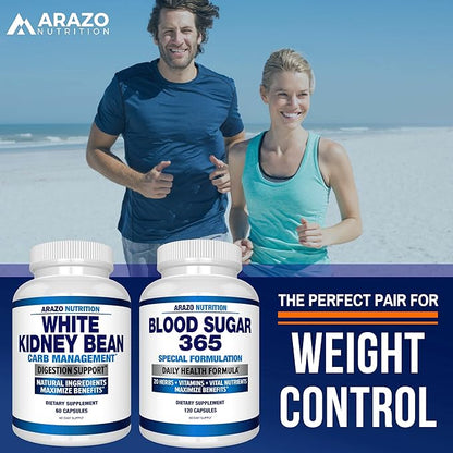 Arazo Nutrition White Kidney Bean Extract - 100% Pure Carb Blocker and Fat Absorber for Weight Support - Intercept Carbs
