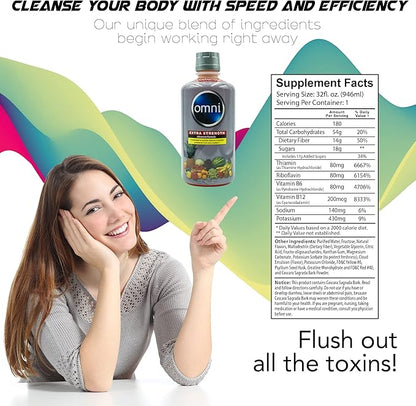 Wellgenix Omni Cleansing Drink, Extra Strength Body Detox, Herbal Cleanse Detox Liquid, Flush Your System, Fruit Punch Flavor, 32 Fl Oz, Premium Detox Support Supplement