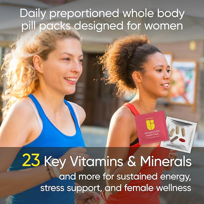 Women's Total Health Pack Daily Multivitamin Supplement, Energy, Stress & UT Support, Krill Oil, 22 Key Vitamins & Minerals, Iron, Biotin, Zinc, Selenium, Astaxanthin, Calcium (30 Pack)