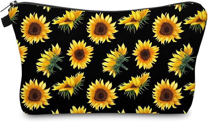 Cute Travel Makeup Bag Cosmetic Bag Small Pouch Gift for Women (Sunflowers)