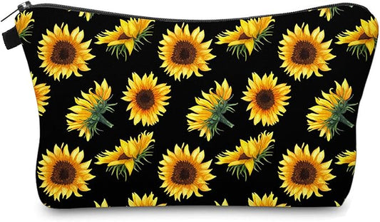 Cute Travel Makeup Bag Cosmetic Bag Small Pouch Gift for Women (Sunflowers)