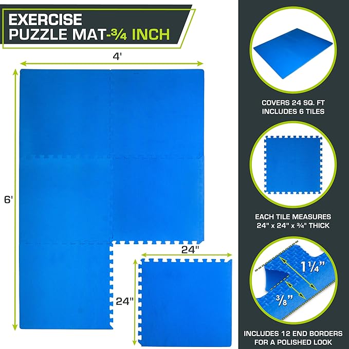 ProsourceFit Extra Thick Puzzle Exercise Mat ¾” and 1"
