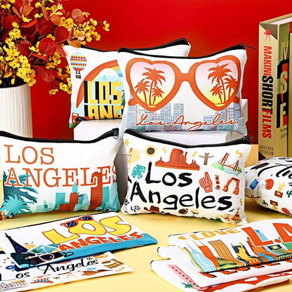 Reginary 12 Pack Cosmetic Bag Travel Souvenirs Gift Makeup Bag Lover Gifts Friendship Family Toiletry Storage for Women Vacation Traveller Trip(Los Angeles)