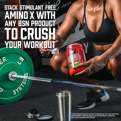 BSN Amino X Muscle Recovery & Endurance Powder with BCAAs, Intra Workout Support, 10 Grams of Amino Acids, Keto Friendly, Caffeine Free, Flavor: Blue Raz, 70 Servings (Packaging May Vary)