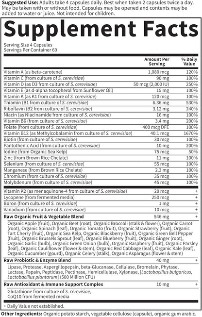 Garden of Life Multivitamin for Men - Vitamin Code 50 & Wiser Men's Raw Whole Food Vitamin Supplement with Probiotics, Vegetarian, 240 Capsules