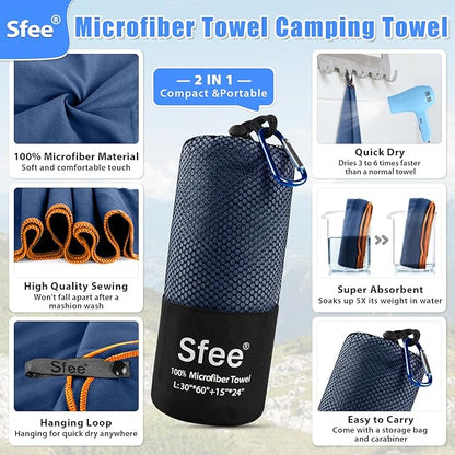 Sfee 2 Pack Microfiber Travel Towel