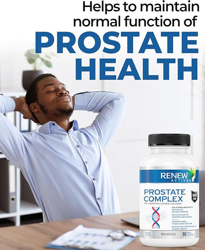 Renew Actives Prostate Complex Supplements – Formula for Prostate, Thyroid, Eye Health & Immune System – Antioxidant Blend for Men’s Wellness – 90 Softgels – Made in Canada