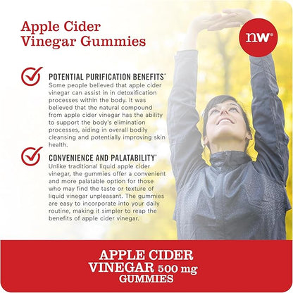 NatureWise Apple Cider Vinegar Gummies - 1000mg ACV per 2 + Vitamin B12 - Pectin Based Vegan, Gluten-Free, Non-GMO -90 Count[45-Day Supply for 1000mg or 3-Months for 500mg]