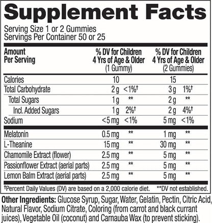 OLLY Kids Sleep Gummy, Occasional Sleep Support, 0.5mg Melatonin, L Theanine, Chamomile, and Lemon Balm, Childrens Chewable Supplement, Raspberry - 50 Count