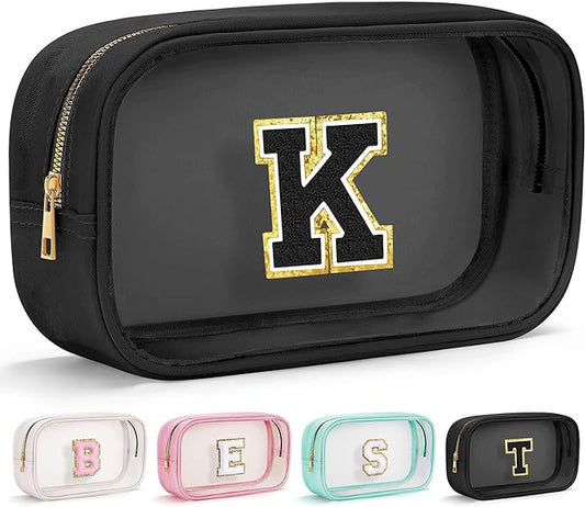 YOOLIFE Birthday Gifts for Her Wife Travel Makeup Bag Toiletry Bag for Women, Clear Makeup Bag Cosmetic Bag Travel Accessories Birthday Gifts Teacher Mother Wife Girlfriend Bride Gifts Black K
