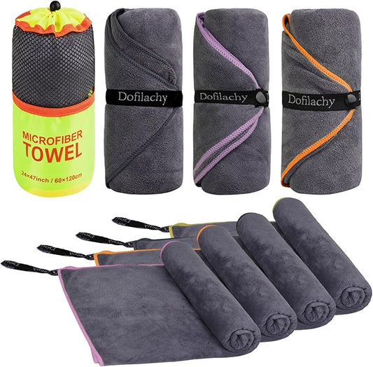 Dofilachy 4 Pack Camping Towel - Quick Dry (4, Yellow)