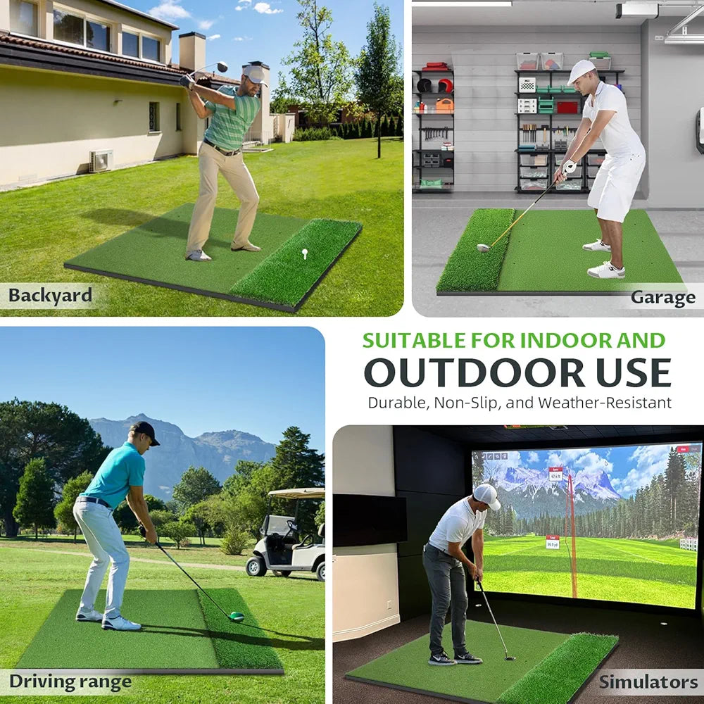 Thickened Dual-Turf Golf Mat: 5x4ft 31mm/21mm Heavy-Duty Golf Hitting Mats Practice Outdoor/Indoor, Elite Dense Artificial Turf Matt Training Aid for Backyard/Garage/Driving Range/Simulators