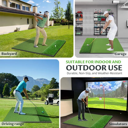 Thickened Dual-Turf Golf Mat: 5x4ft 31mm/21mm Heavy-Duty Golf Hitting Mats Practice Outdoor/Indoor, Elite Dense Artificial Turf Matt Training Aid for Backyard/Garage/Driving Range/Simulators