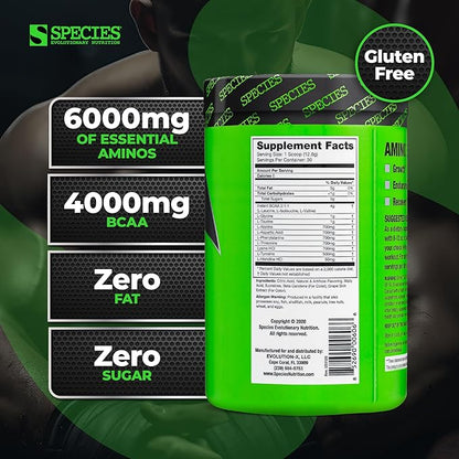 Species Nutrition Amino Evolved EAA & BCAA Powder, Fermented Amino Acids, Branched Chain Amino Acid Muscle Recovery & Endurance, Pre & Post Workout Supplement (Lemon Iced Tea, 30 Servings)