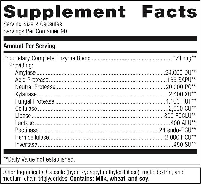 Metagenics SpectraZyme Complete Enzyme Complex - Digestive Enzymes Supplement - Digestive Health for Men & Women* - Non-GMO - 180 Capsules