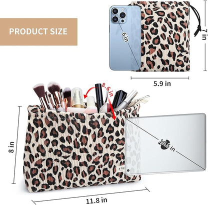 WLLWOO Makeup Bag-2pcs Smile Face Corduroy Cosmetic Bag Zipper Interior Waterproof Pencil Case Coin Purse Travel Toiletry Small Makeup Pouch For Women