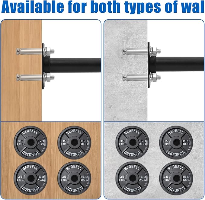 Wall-Mounted Weight Plate Holder (4-Pack) ， Heavy Duty 330LB Capacity Rack for 2" Olympic Plates | Compact Home Gym Storage Solution
