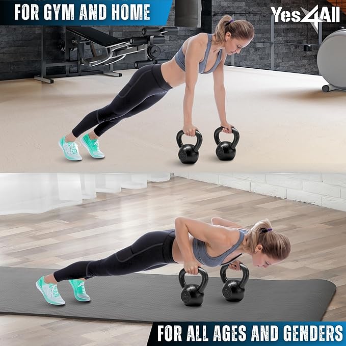 Yes4All Kettlebell Cast Iron Sets 5 - 10 15 - 20 - 25 - 30 lbs,
