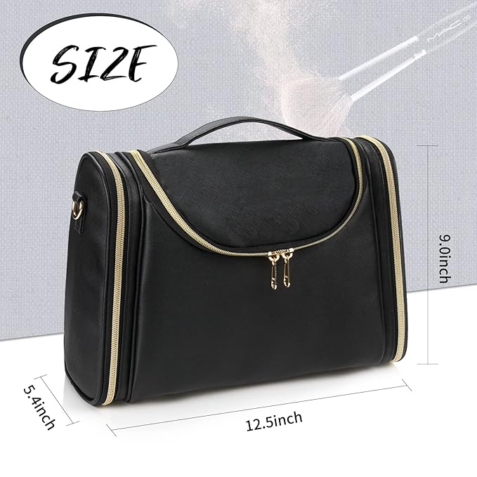 Ethereal Large Makeup Bag, Travel Makeup Bag Large Capacity Toiletry Bag with Shoulder Strap for Cosmetics Makeup Brushes Organizer