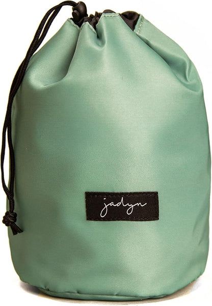 Jadyn Durable Cinch Top Makeup Organizer - Compact Travel Makeup Bag - 7 Interior Pockets for Cosmetics - Drawstring Toiletry Travel Bag for Women - 6L Storage Capacity - (Sage Green)